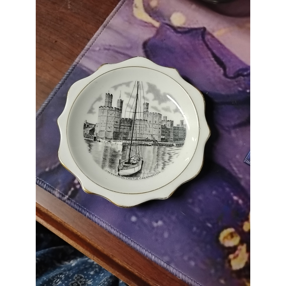 Royal Albert Caernarvon Castle Souvenir Saucer Black & White UK EU Europe